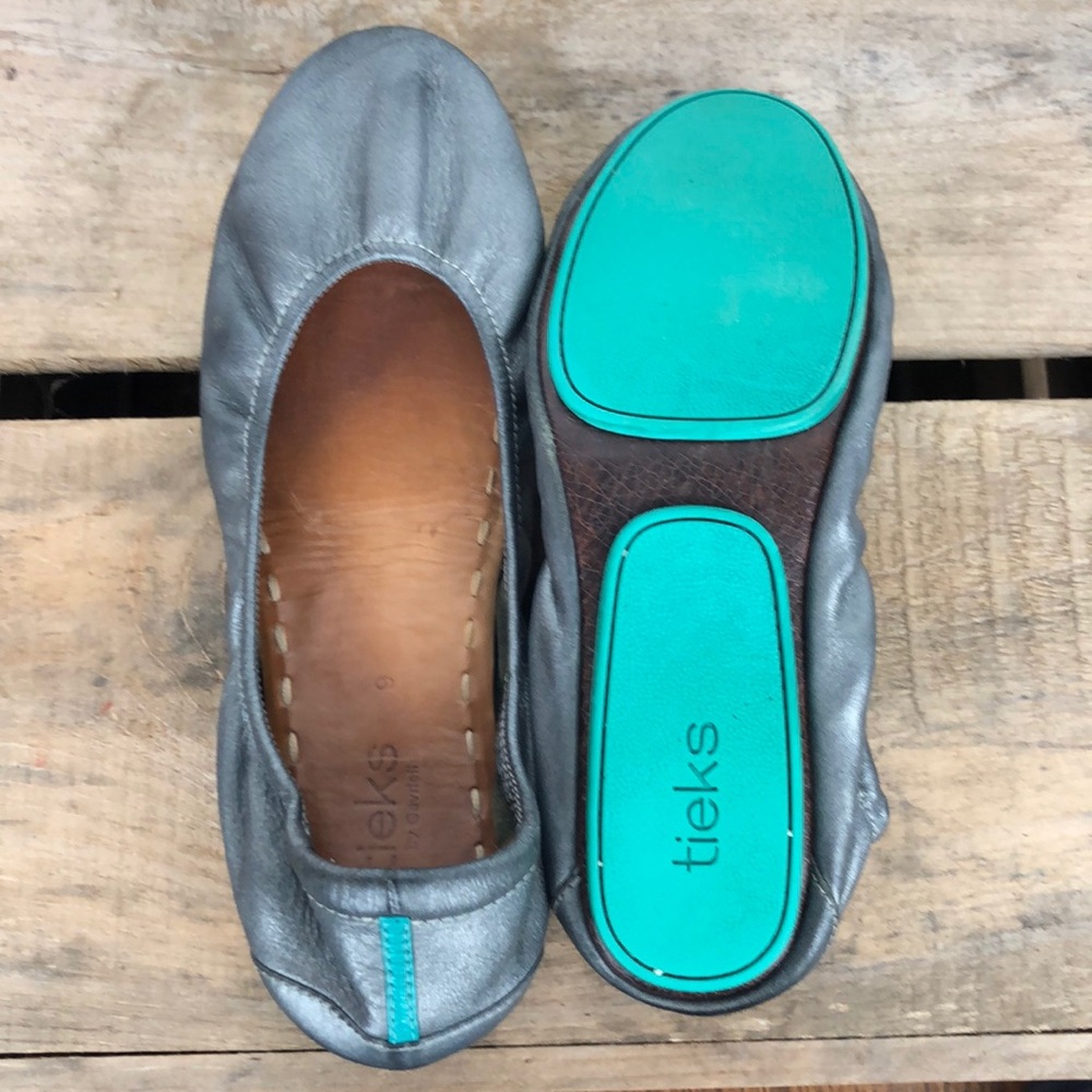 TIEKS by Gavrieli leather ballet flats in silver